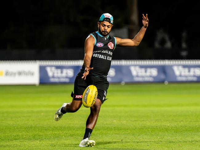 Rioli’s place in Port’s team for Showdown 57 is in doubt. Picture: Tim Joy