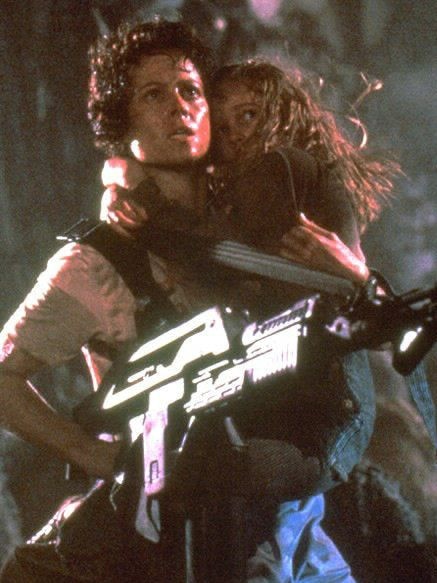 Actress Sigourney Weaver in Aliens, a sequel to the 1979 original.