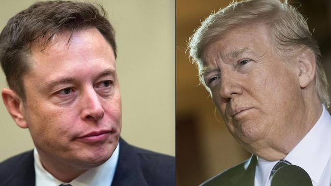 Elon Musk listens to Donald Trump during a meeting with business leaders at the White House in January. Pic: AFP