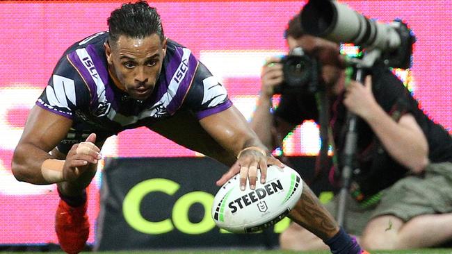 Storm flyer Addo-Carr is nigh unstoppable. Image: AAP Image/Hamish Blair