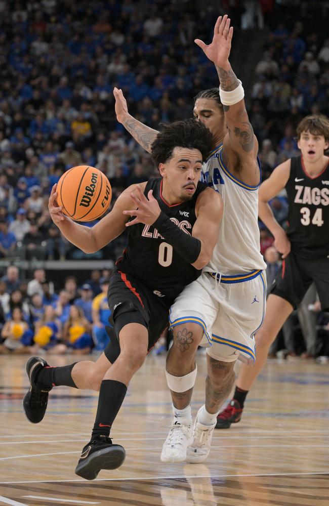 The Gomzaga Bulldogs were in LA to play against UCLA. They had lost the game and were returning home when disaster nearly struck. Picture: Jayne Kamin-Oncea/Getty Images