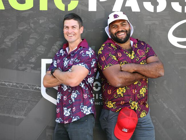 Matt Ballin and Sam Thaiday at the NRL Magic Round Brisbane Welcome at King George Square. Pics Tara Croser.