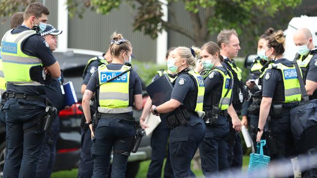 Police have swarmed to the scene after the horror discovery. Picture: David Crosling