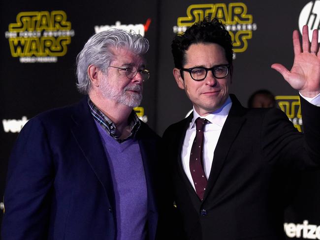 Different strokes ... directors George Lucas and J.J. Abrams attend the premiere of Star Wars: The Force Awakens. Picture: Getty