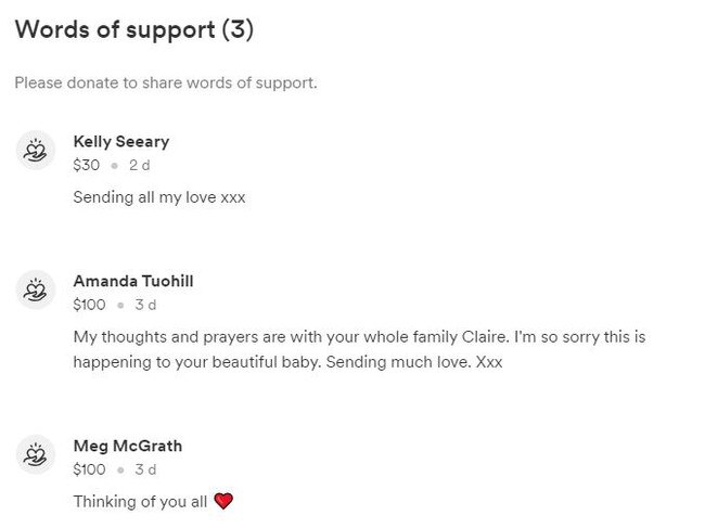 Family and friends have sent words of support to the Crawley family, as their baby son Ted undergoes multiple surgeries. Picture: GoFundMe