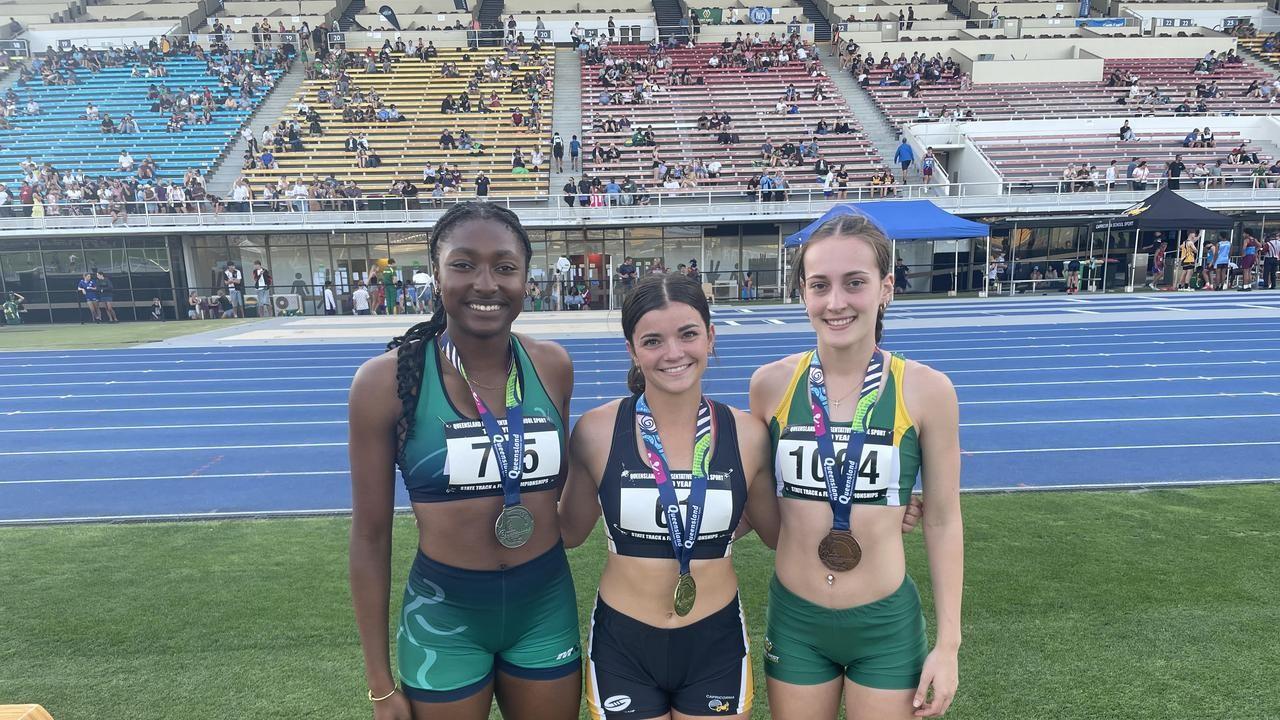 Ebony Okonkwo and Mikayla Webb, left and middle, will be sprint rivals again.