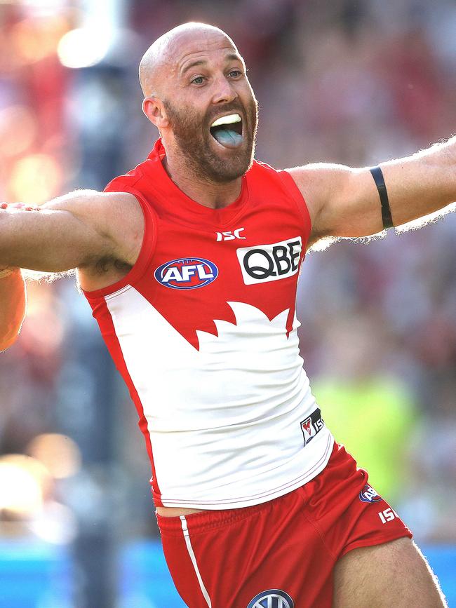 Jarrad McVeigh also got his name the goalsheet in his farewell game. Picture. Phil Hillyard