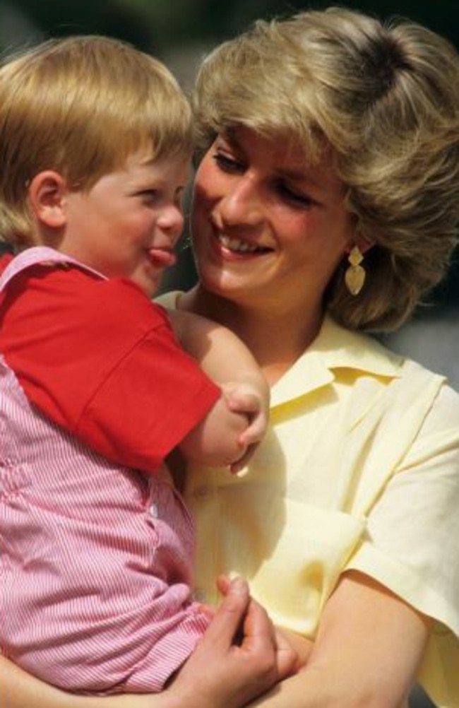 The late Princess Diana holding Harry as a child. Picture: Getty Images