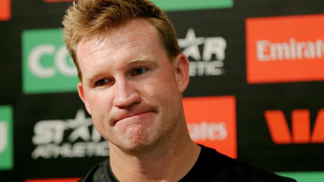 Nathan Buckley faces the media on Tuesday. Picture: Tim Carrafa