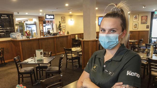 Paddy Wagon Irish Pub bar tender Chloe Hutt at Glenorchy. Picture: Chris Kidd