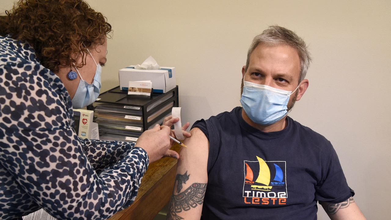 Victoria's Chief Health Officer Brett Sutton receives his second AstraZeneca vaccine shot. Picture: Andrew Henshaw/NCA NewsWire