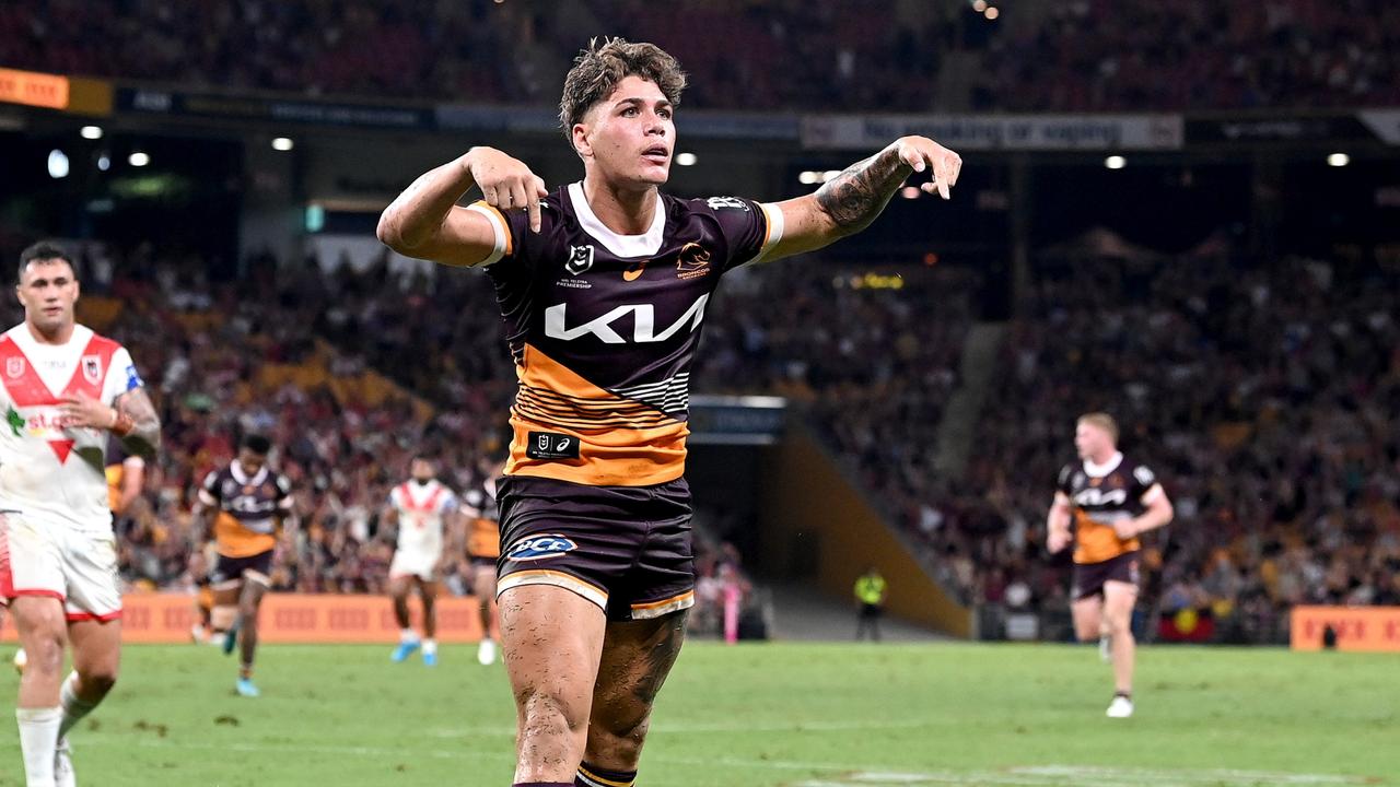 Reece Walsh’s celebration has sent a message to the NRL’s newest team. Picture: Getty Images