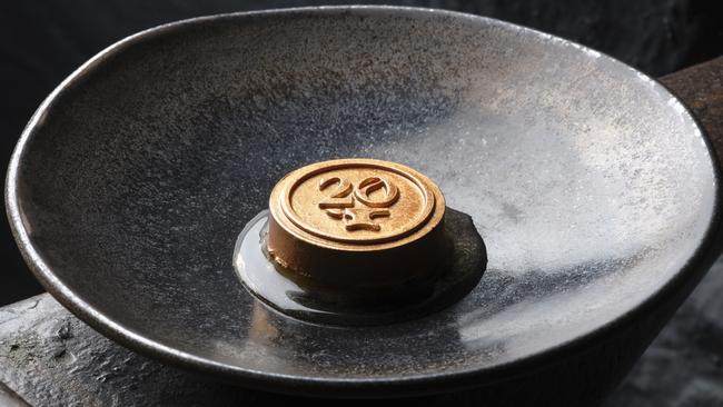 L’Enclume’s signature dessert, the ‘Anvil’, which is what L’Enclume translates to in English. Simon Rogan's three Michelin star restaurant L'Enclume is coming to Bathers' Pavilion. Picture: Supplied