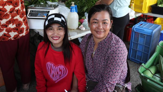 Anie and Sokhak at their Rapid Creek Market stall. Picture: Darcy Fitzgerald