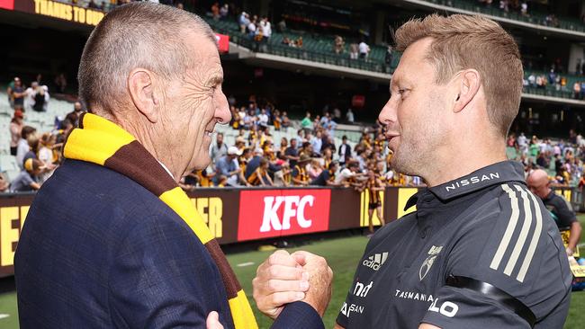 Hawthorn president Jeff Kennett and coach Sam Mitchell in Round 1. Picture: Michael Klein