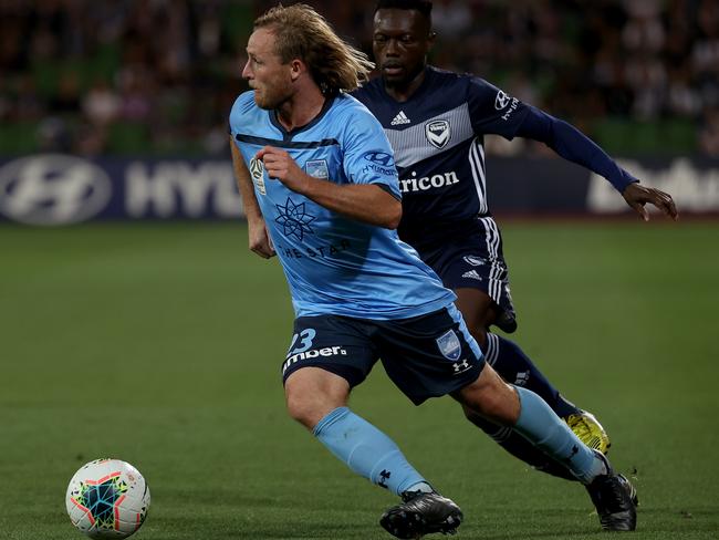 Rhyan Grant in action against Melbourne Victory.