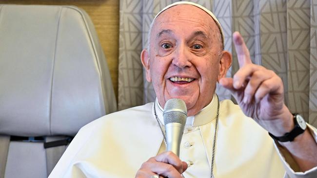 Pope Francis defended the deal with Beijing on the flight back from Kazakhstan last September. Picture: AFP