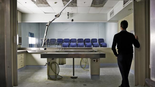 The autopsy room and viewing area. Picture: Sam Ruttyn