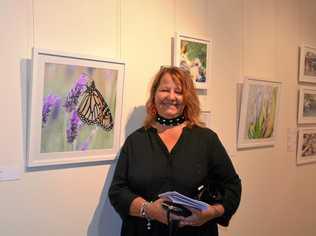 MUNDUBBERA CLIX: Lorraine Maskell at the exhibition held on Friday, March 15, which featured photography by Lynette Vicary, Lorraine, Sandie Read and Noel Thompson. Picture: Felicity Ripper