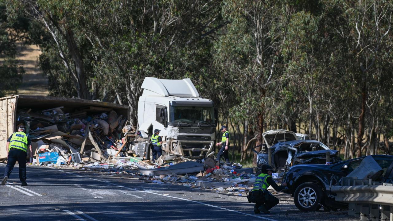 Another Main South Rd crash scene on November 4, 2024 where two Queensland woman died. Photo: Naomi Jellicoe