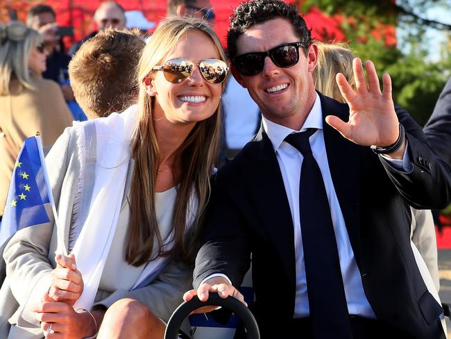 Erica Stoll and Rory McIlroy of Europe attend the 2016 Ryder Cup Opening Ceremony. Picture: Getty