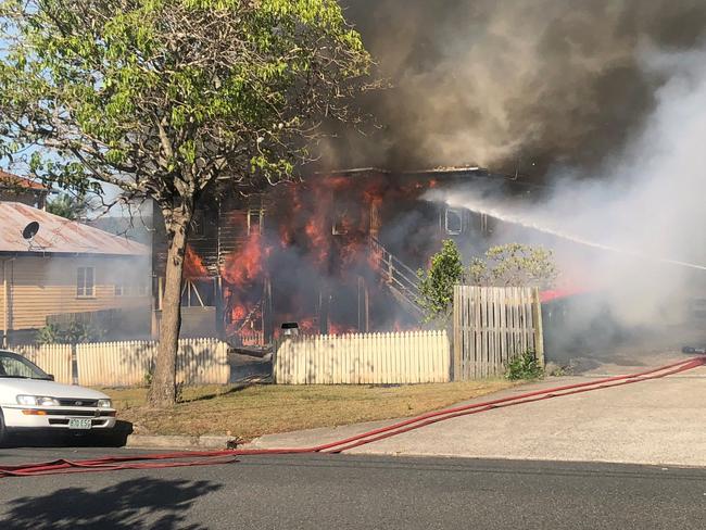 House fire rages at Carina. Picture: Twitter/Queensland Ambulance Service