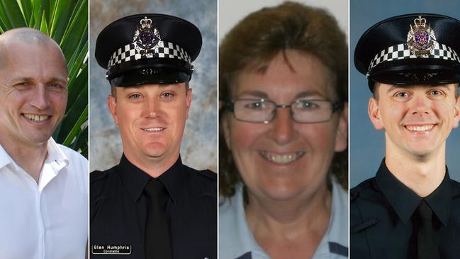 Constable Glen Humphris, left, Senior Constable Kevin King, Leading Senior Constable Lynette Taylor and Constable Joshua Prestney. Pictures: Victoria Police