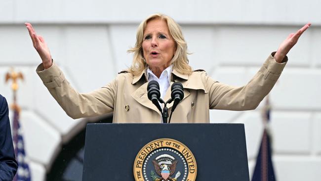 Jill Biden speaks during a barbeque for active-duty military families at the White House. Picture: AFP