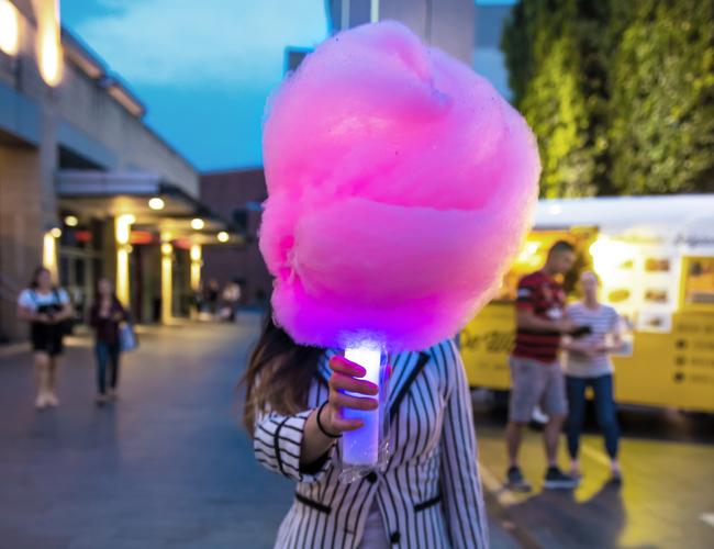 Glow-in-the-dark fairy floss from Fluffy Crunch for Milk N’ Sugar pop-up during Vivid.