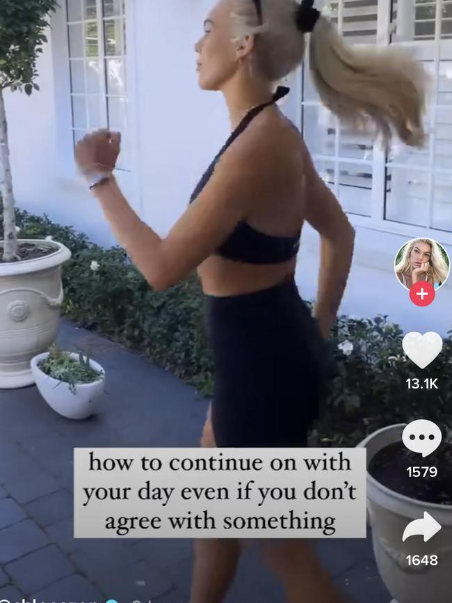 Chloe Szepanowski posted a Tiktok saying "how to continue on with your day even if you don't agree with something"