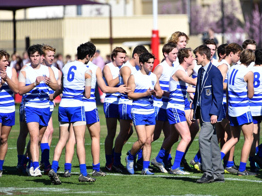 St Peter’s players break from the huddle. Picture: AAP/ Keryn Stevens.