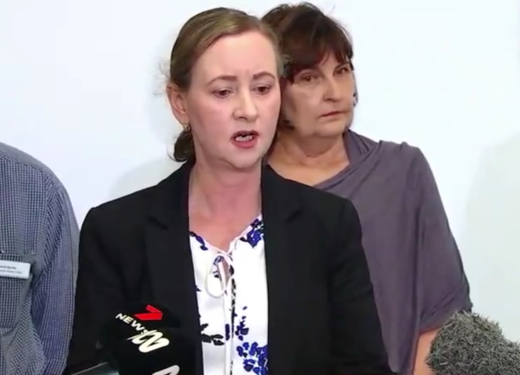 Health Minister Yvette D'Ath speaks after the report was handed down. Picture: Channel 7