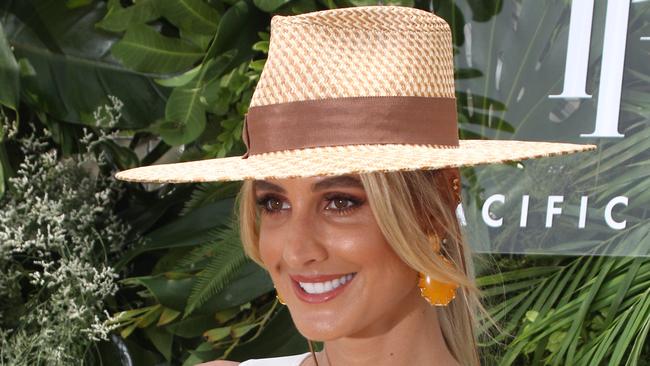 Pacific Fair ambassador and model Laura Dundovic opted for a wide brimmed hat to beat the heat. Picture Mike Batterham