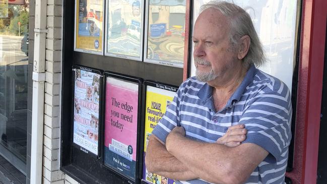 Jim Fleming, the owner of the Skyline Newsagency at Frenchs Forest, is closing its doors after 34 years. Picture: Jim O'Rourke