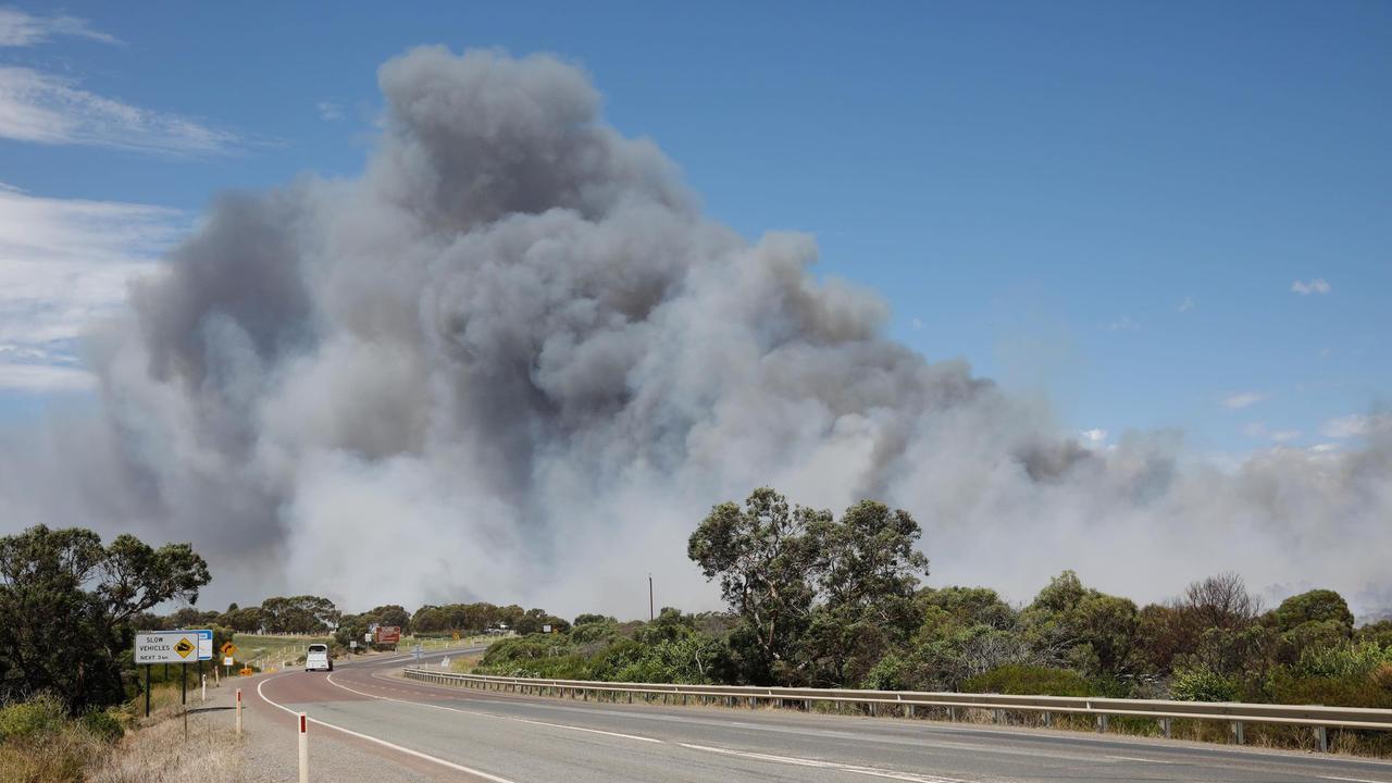 Smoke rises over Port Lincoln. Picture: Robert Lang