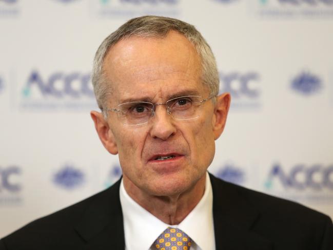 ACCC chairman Rod Sims talks about the preliminary report into Google, Facebook and Australian news and advertising. Picture: Hollie Adams