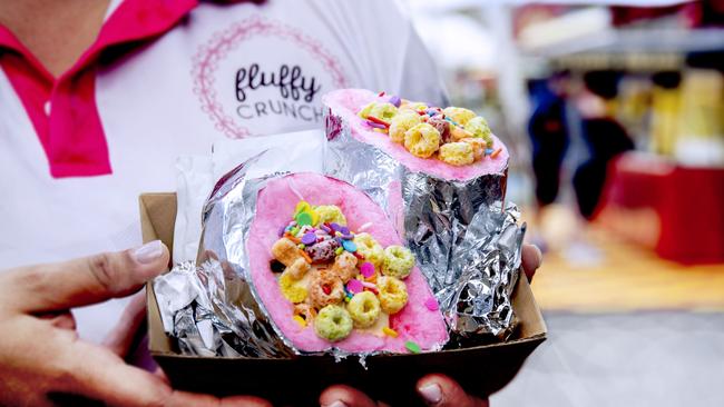 The Flurrito is complete with ice-cream, fairy floss, sprinkles and fruit loops. Picture: Jenifer Jagielski