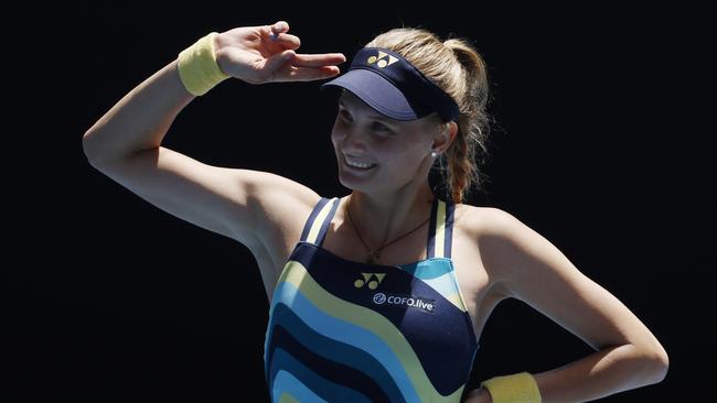 Ukrainian qualifier Dayana Yastremska after her straight sets win over Victoria Azarenka. Picture: Michael Klein