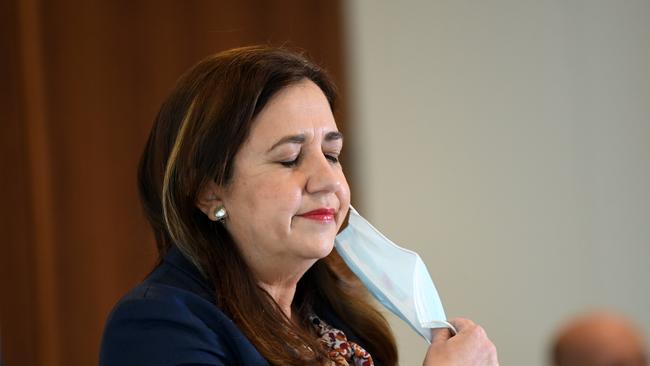 Queensland Premier Annastacia Palaszczuk says the health advice has not yet suggested a lockdown amid a growing number of cases. Picture: NCA NewsWire / Dan Peled