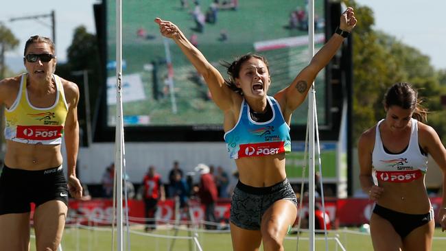 Elizabeth Forsyth erupts after realising she’d won the big race. Picture: Getty Images