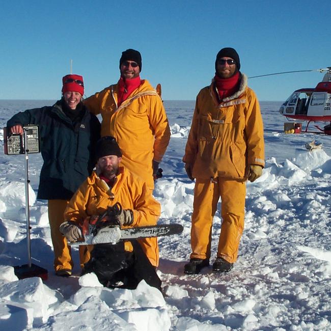 Rachael Robertson and her team during the year-long expedition in Antarctica.