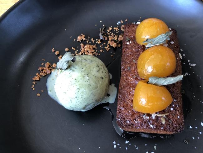 Citrus cake and poached cumquats at Watervale Hotel, Clare Valley