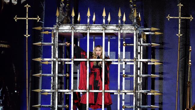 Locked up ... this is how Madonna enters the stage on the Rebel Heart tour. Picture: Getty