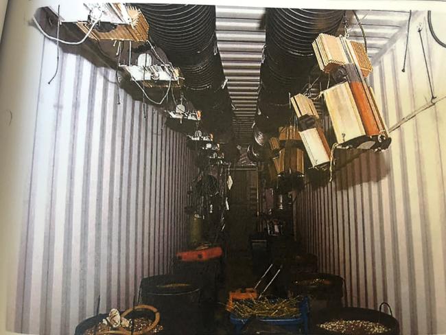 The cannabis set up in a shipping container at the Pacific Highway shed Raymond Hay had been leasing for about three months. Picture: supplied