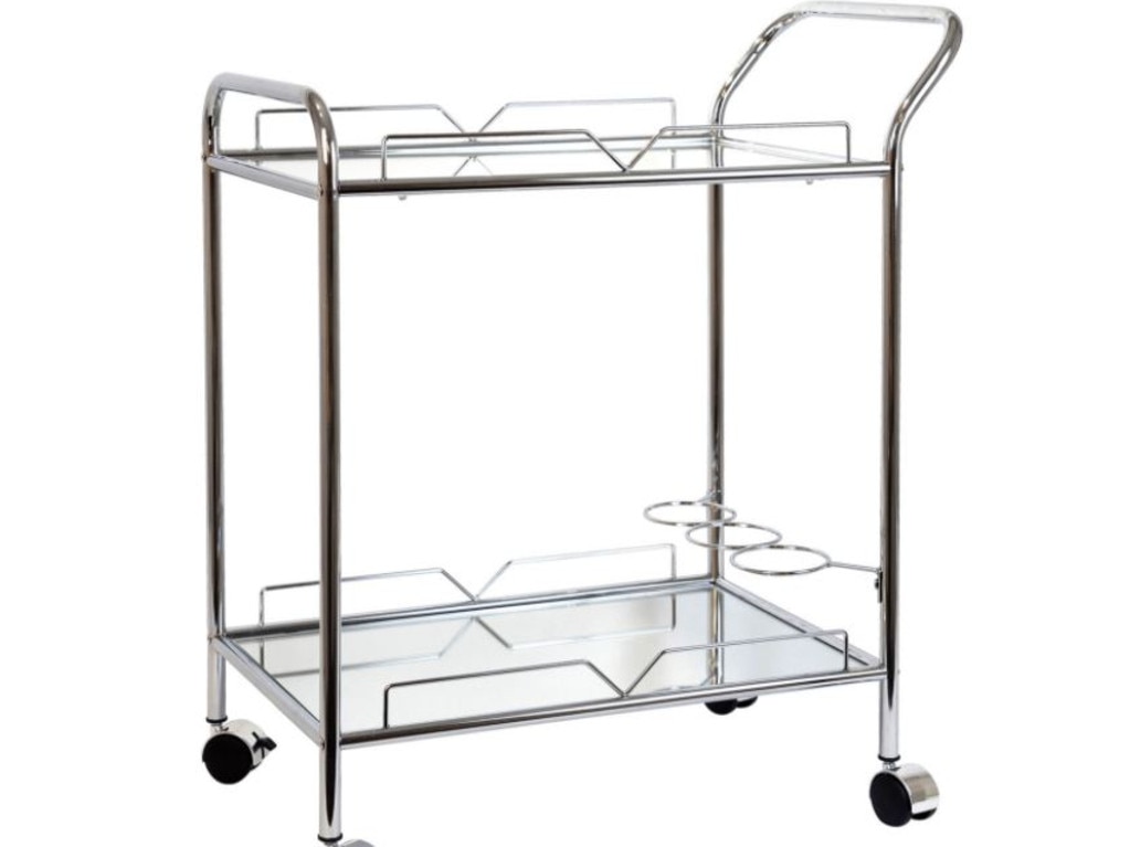 Silver Mirrored Rectangular Bar Cart,