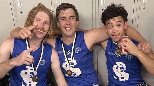 Mason Munzberg (middle) after the 2022 SGFL grand final. Picture: Supplied