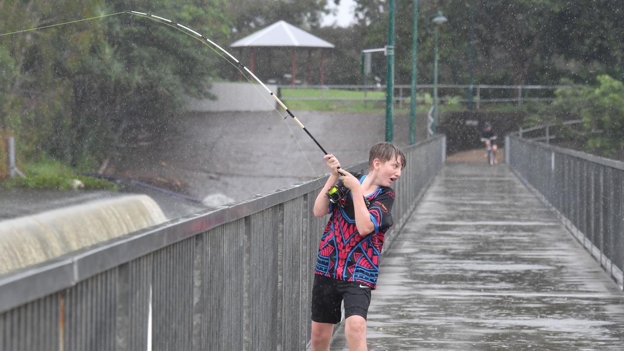 Wet weather in Townsville. Getting a bite at Aplins Weir. Picture: Evan Morgan