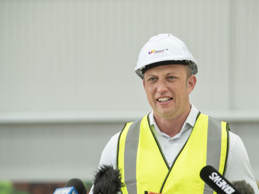 Deputy Premier Steven Miles at the quarantine hub at Wellcamp Airport in December. Picture: Nev Madsen.