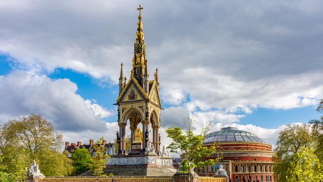 Albert Memorial and Royal Albert Hall in London.