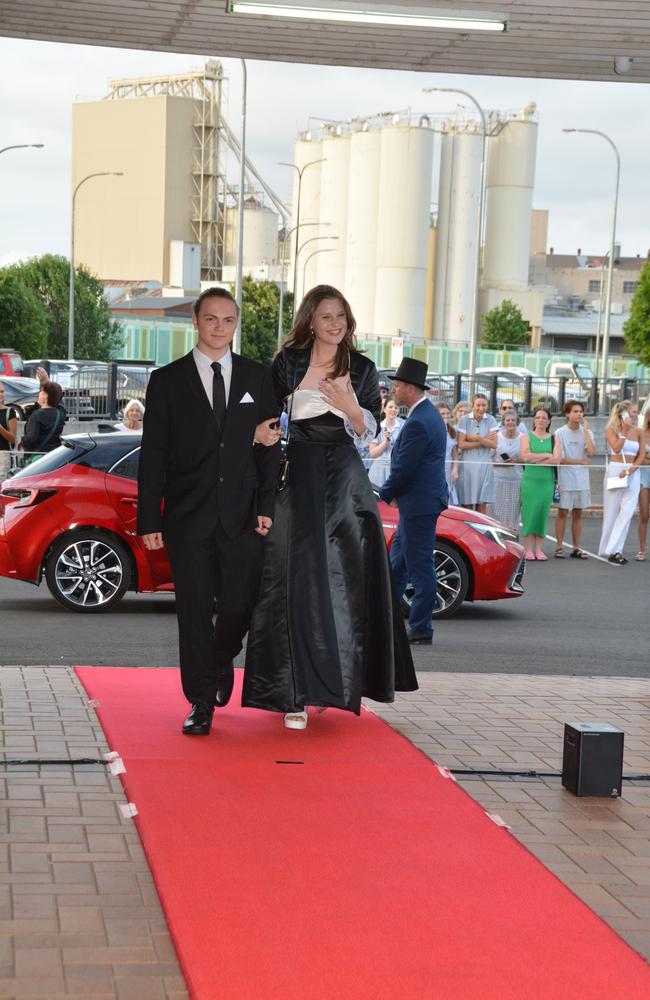 Toowoomba school formals. At the 2023 St Ursula's College formal is graduate Elsa Helander with her partner Ethan Waites. Picture: Rhylea Millar